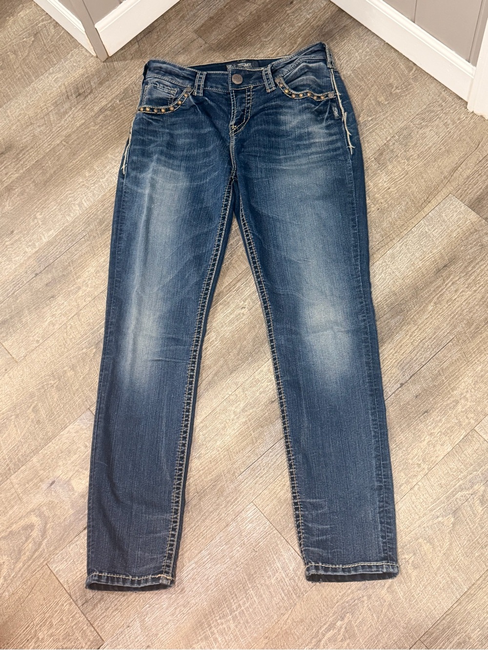 Silver Jeans Women's Skinny Jeans in Dark Blue Wash W29/L29